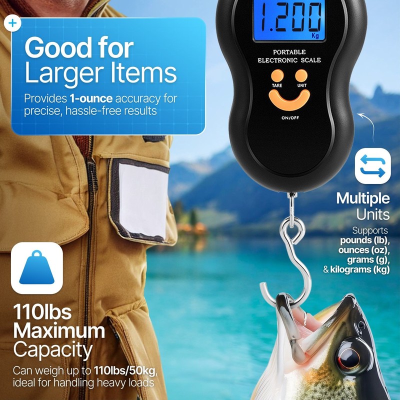 Digital Hanging Scale 110lb/50kg Loading Portable Luggage Scale w/ LCD Display gallery