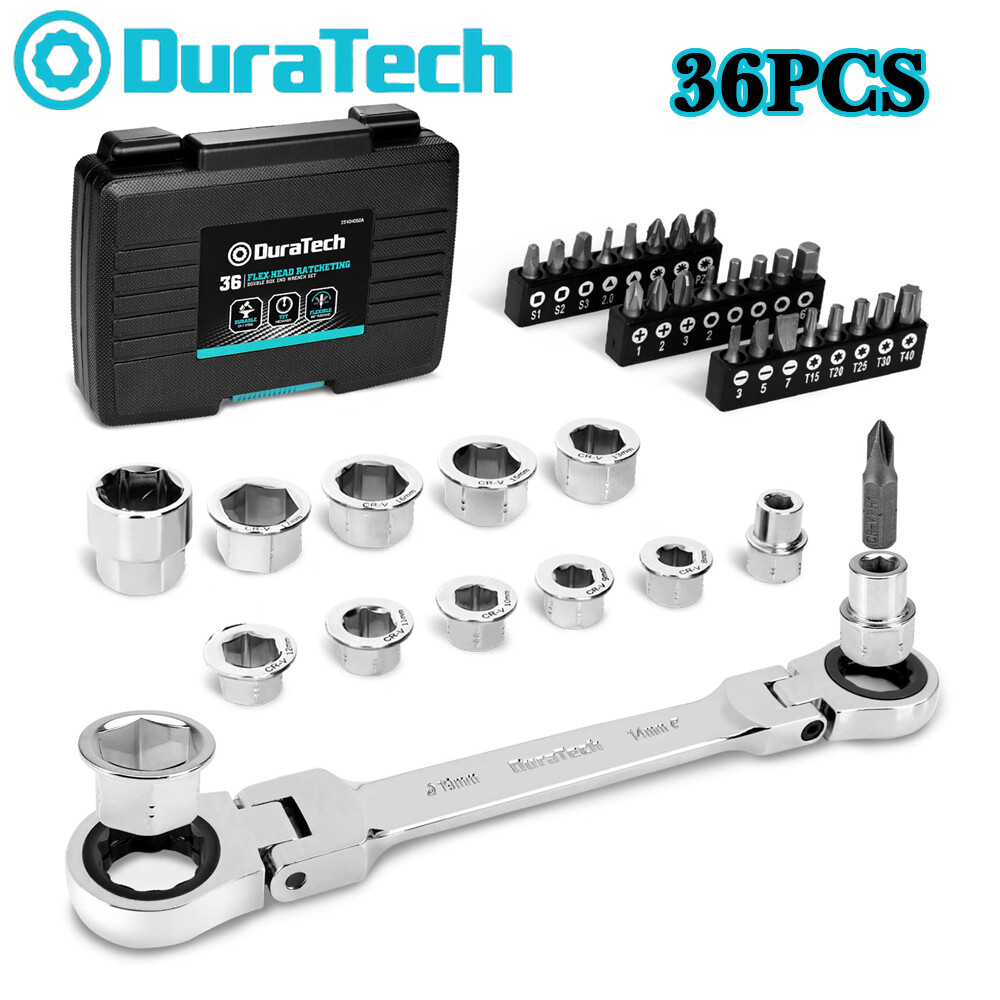 DURATECH 12-in-1 Flex-Head Ratcheting Wrench Set 24-in-1 Screwdriver Set 24 Bits gallery