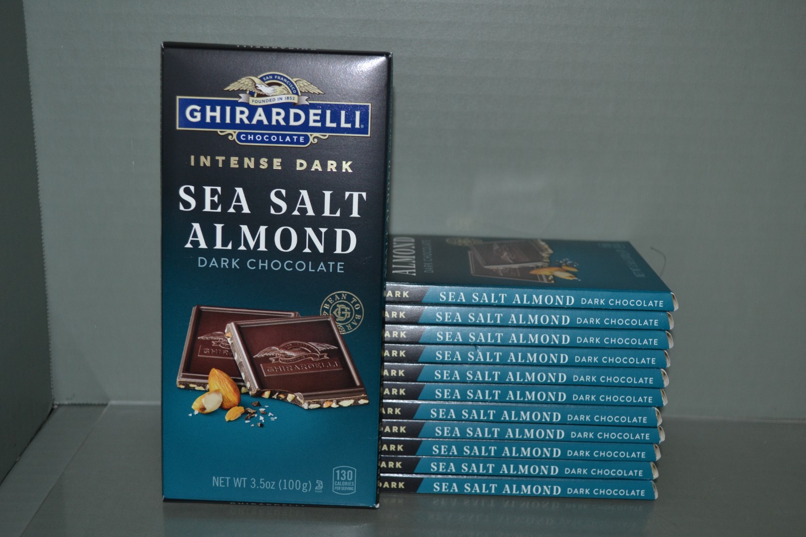 (12) GHIRARDELLI Intense Dark Chocolate Bar, Sea Salt Almond, 3.5 oz Each, 11/26 gallery