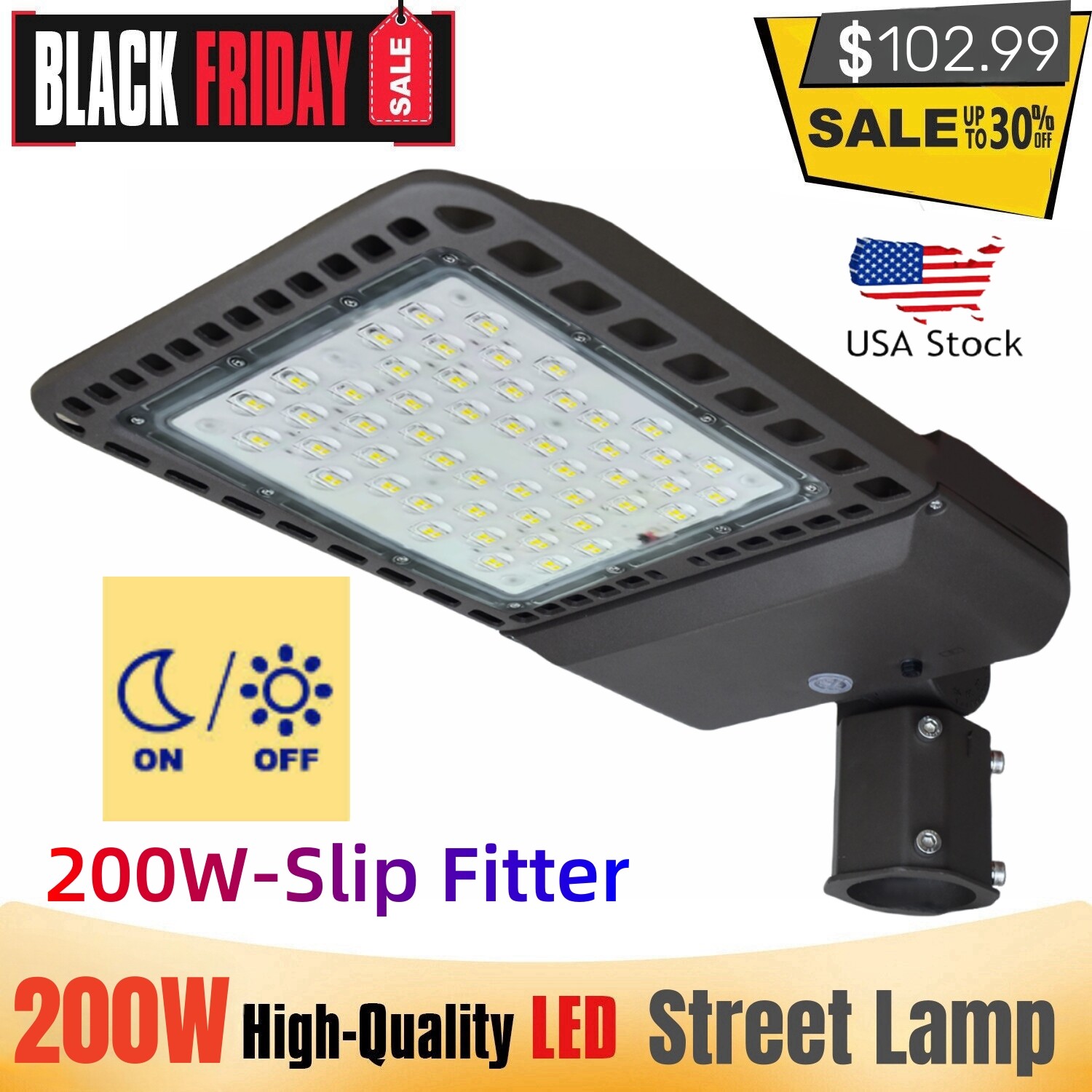 220V 200W LED Parking Lot Light US DLC Listed 28000LM 5500K 5YR Slip Fit Mount gallery