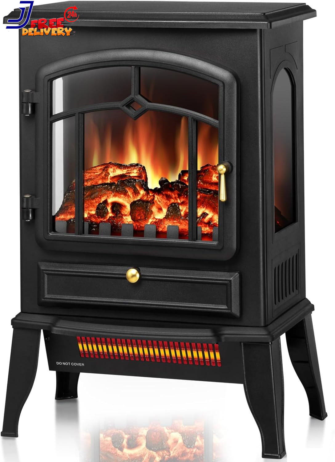 Compact Electric Fireplace Stove with Thermostat & 3D Flame 1000W/1500W NEW gallery