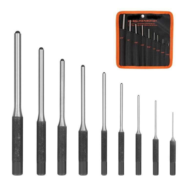 9Pcs Roll Pin Punch Set Gunsmithing Kit Removing Repair Tool with Holder Spring gallery