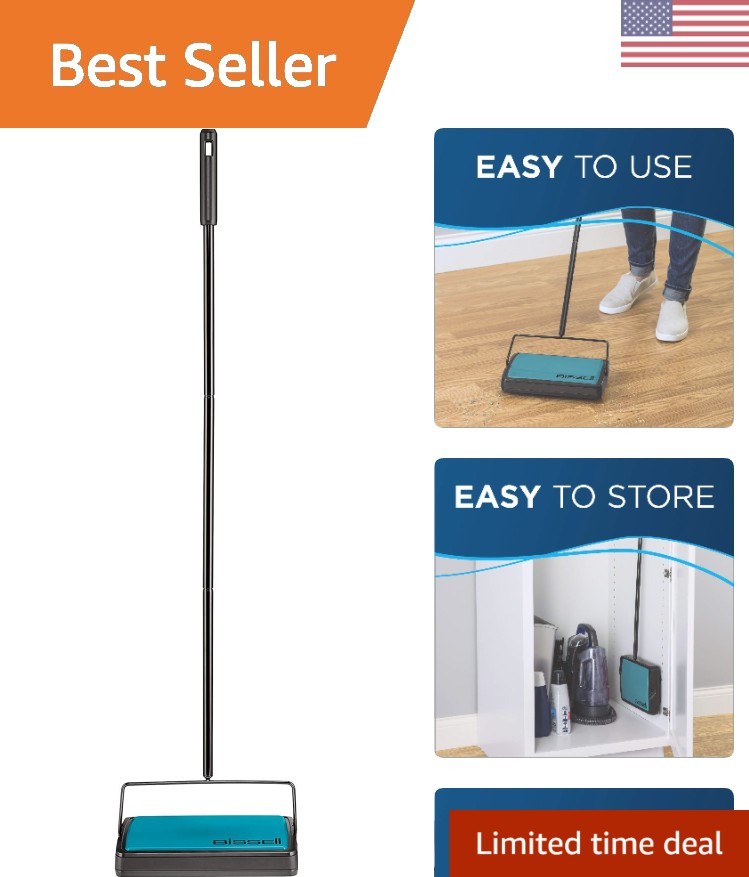 Bissell Easy Sweep Compact Carpet & Floor Sweeper, 2484A, Teal gallery