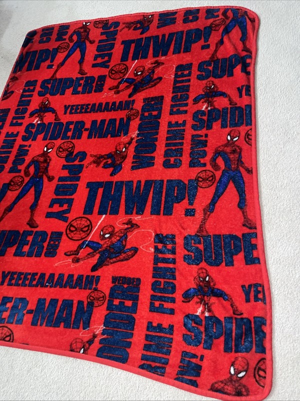 Marvel SpiderMan Web City Blues Warm & Soft Throw Blanket 41 X 48 inches Rare gallery
