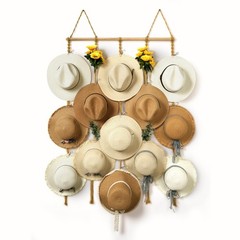 Macrame Hat Organizer Rack for Wall 15 Clips 31x66in Large Fedora Hat Hangers…