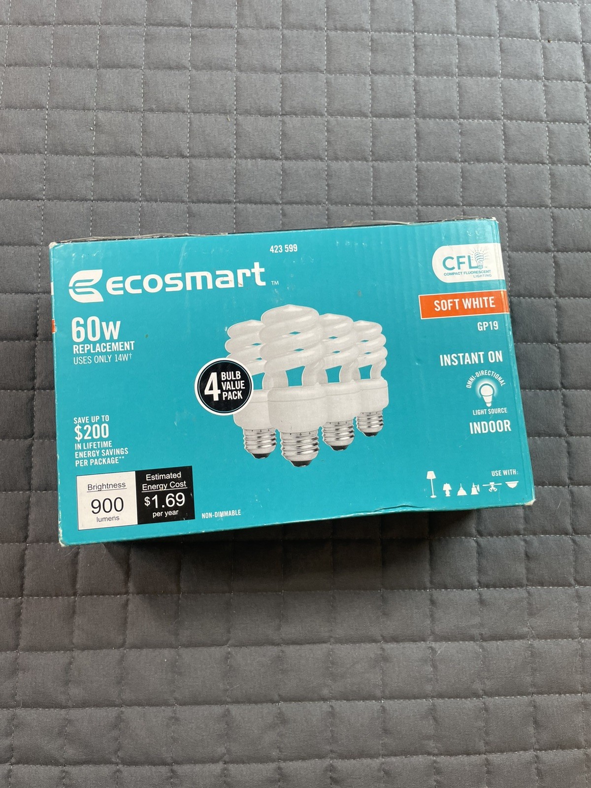 EcoSmart 60W Equivalent Soft White Spiral CFL (4-Pack) fluorescent light bulbs gallery