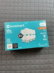 EcoSmart 60W Equivalent Soft White Spiral CFL (4-Pack) fluorescent light bulbs