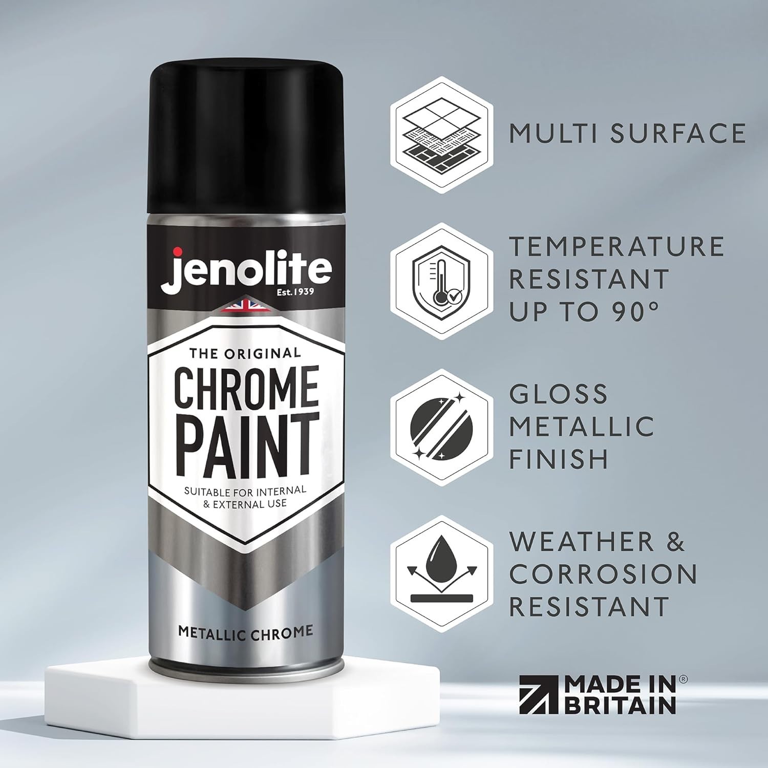 JENOLITE Chrome Spray Paint - Smooth Chrome Finish - Multi Surface Paint for Met gallery