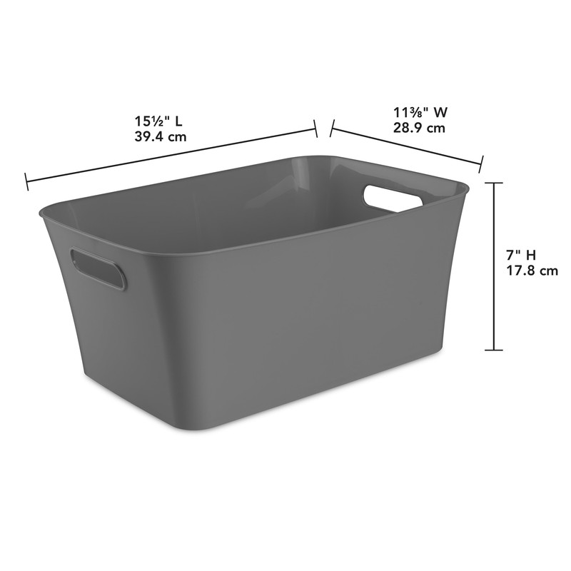 (3 pack) Large Plastic Storage Bin, Gray gallery