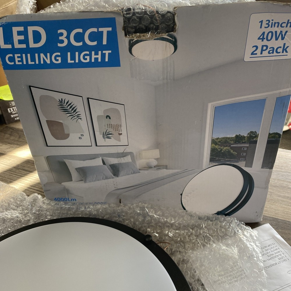 LED Flush Mount Ceiling Light Fixture 13in 40W 2pack 400lumens 3CCT /aw