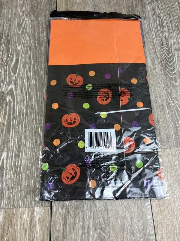 Halloween Polka Dot Pumpkin Plastic Table Cloth Rectangle 54” X 108” gallery