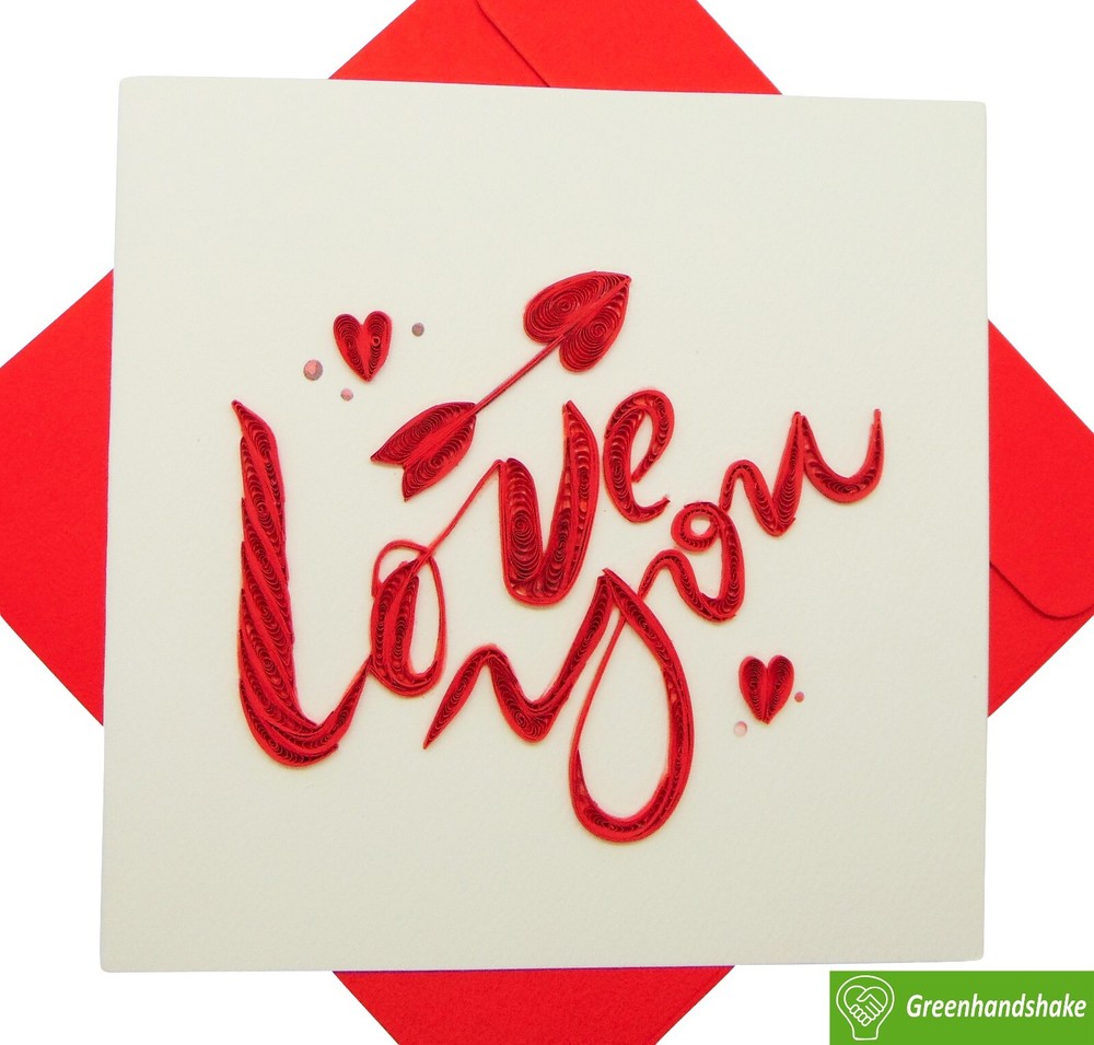 Cupid's Arrow Quilling Greeting Card - Unique Dedicated Handmade/Heartmade Art.