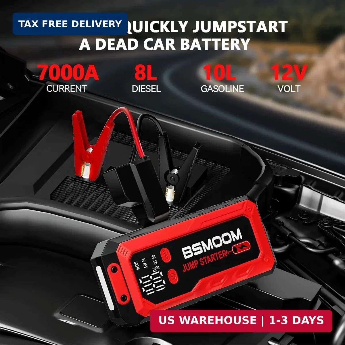 Car Battery Jump Starter Portable, 7000A Peak Battery (for 10.0L Gas or Up to 9. gallery