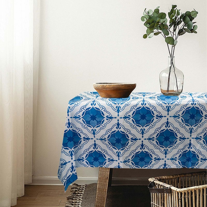 Rectangle Vinyl Flannel Backed Tablecloths Heavy Duty Waterproof Table Cover gallery