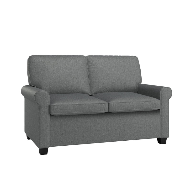 Sofa Bed Pull Out Sleeper Loveseat Couch Twin Adult Size Rolled Arms Gray gallery