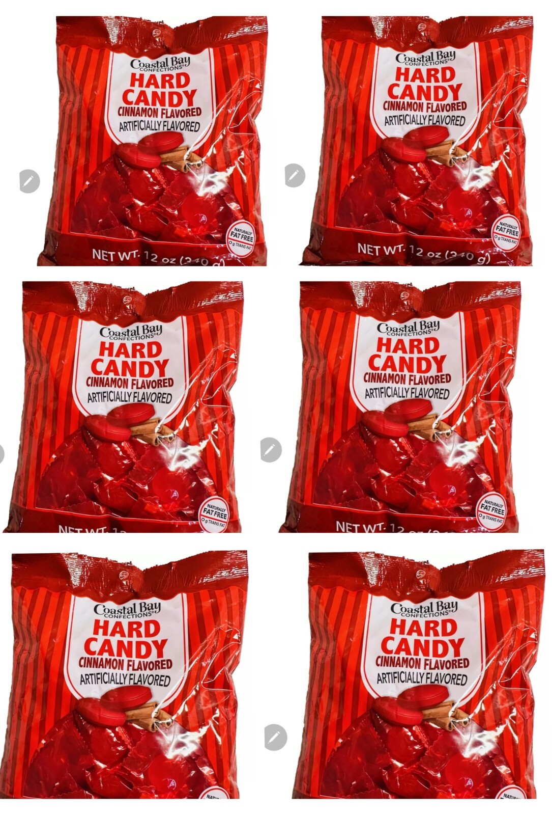 6 PACKS Hard Candy Individually Wrapped Cinnamon Flavored | Coastal Bay 12oz gallery