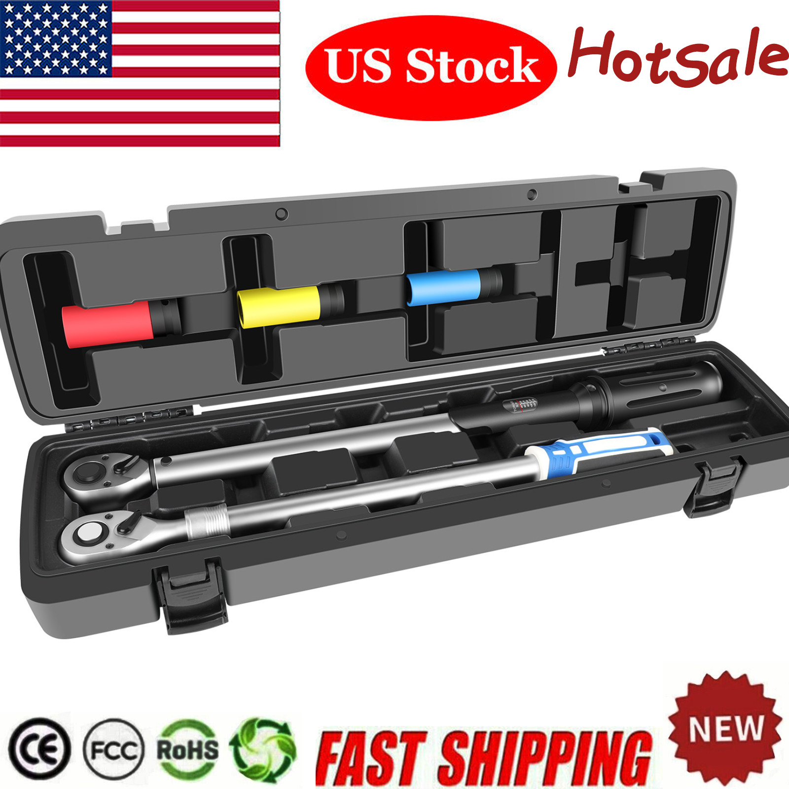 6PCS 1/2" Sq Drive Click Torque Wrench Set 42-210NM Dual-Direction Adjustable gallery