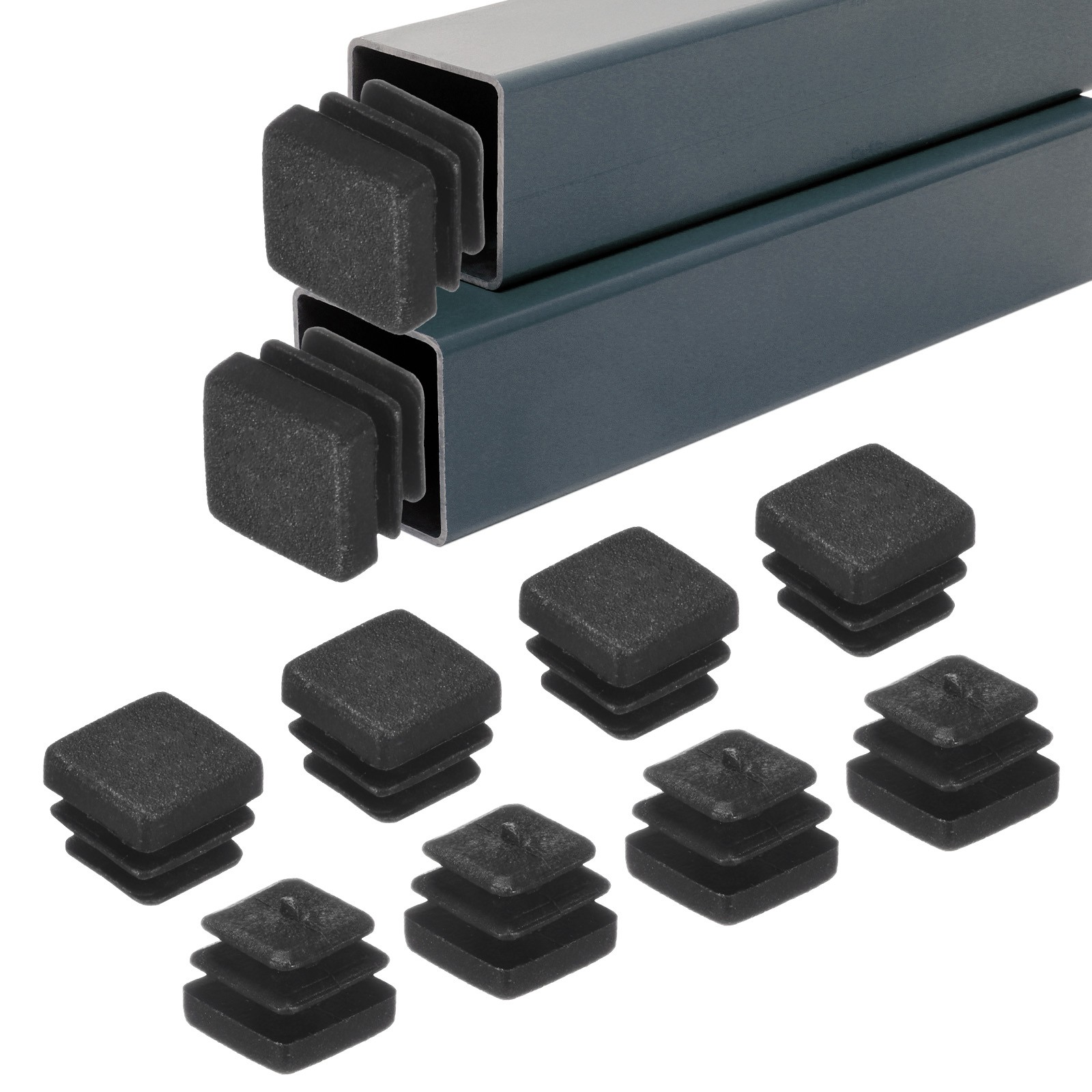 30-Pack Square Tubing End Caps, 0.4Inch/10mm Plastic Tube Plugs [Black] gallery