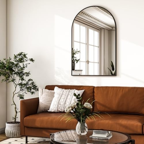 Arched Wall Mirror – 30"x40" Arch Bathroom Mirror Metal 40"L x 30"W Black-1pcs gallery