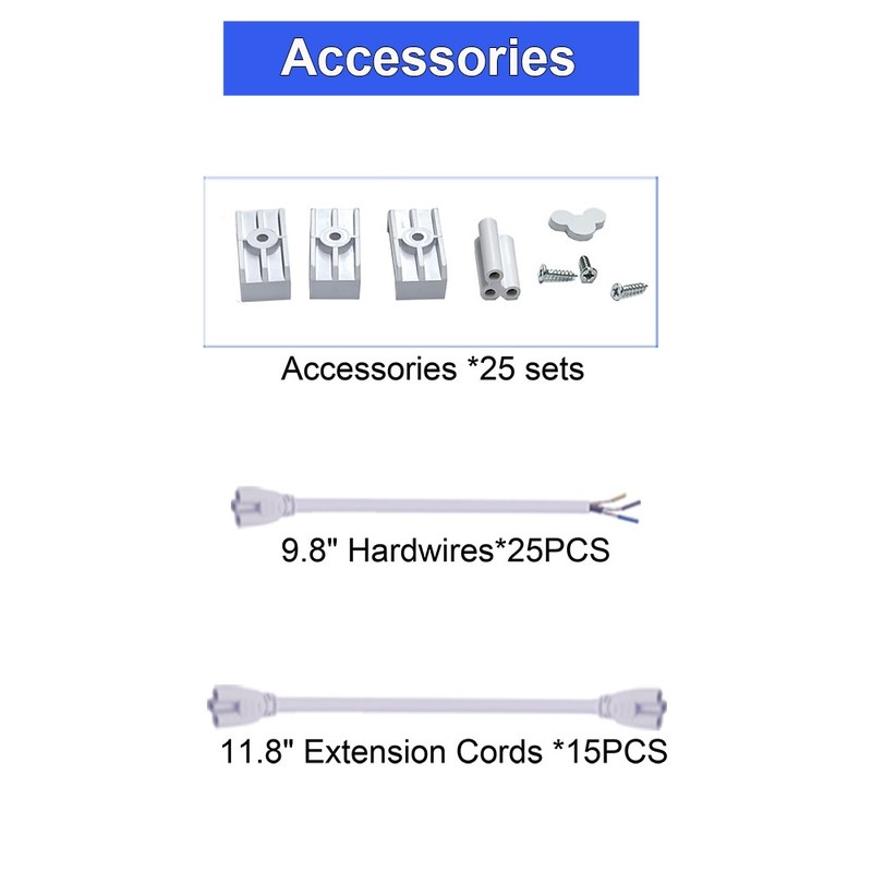 25 Pack 8Ft Led Shop Light Linkable Clear 144W 14400Lms 6500K Garage Fixture gallery