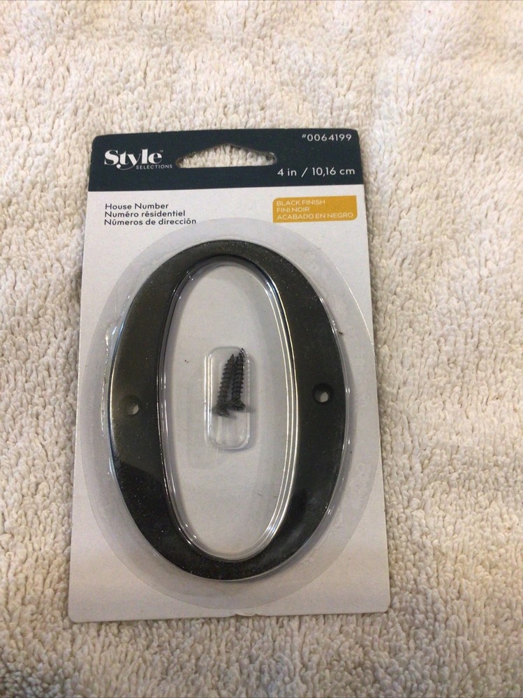Style Selections House Number Zero ( 0 ) Black 4 in / 10,16 cm