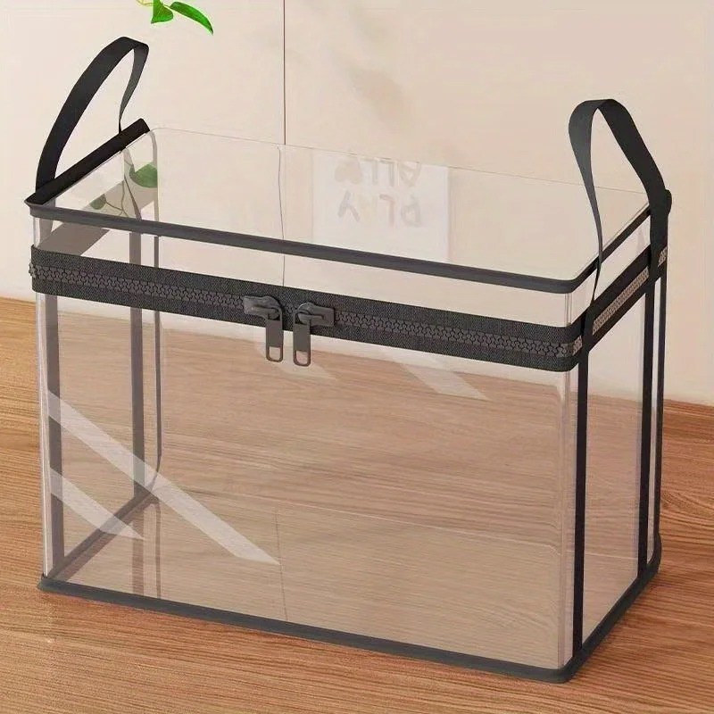 2-Pack Transparent Storage Boxes Foldable Plastic Organizer with Lid Large gallery