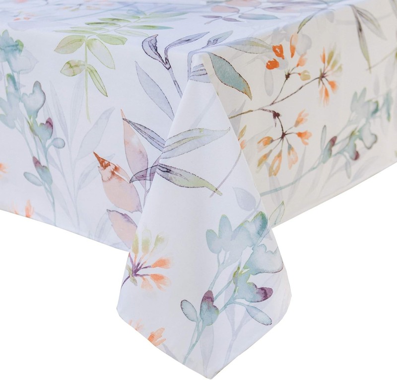 Spillproof Spring/Summer Durable Heavyweight Fabric Indoor Outdoor Tablecloth, gallery