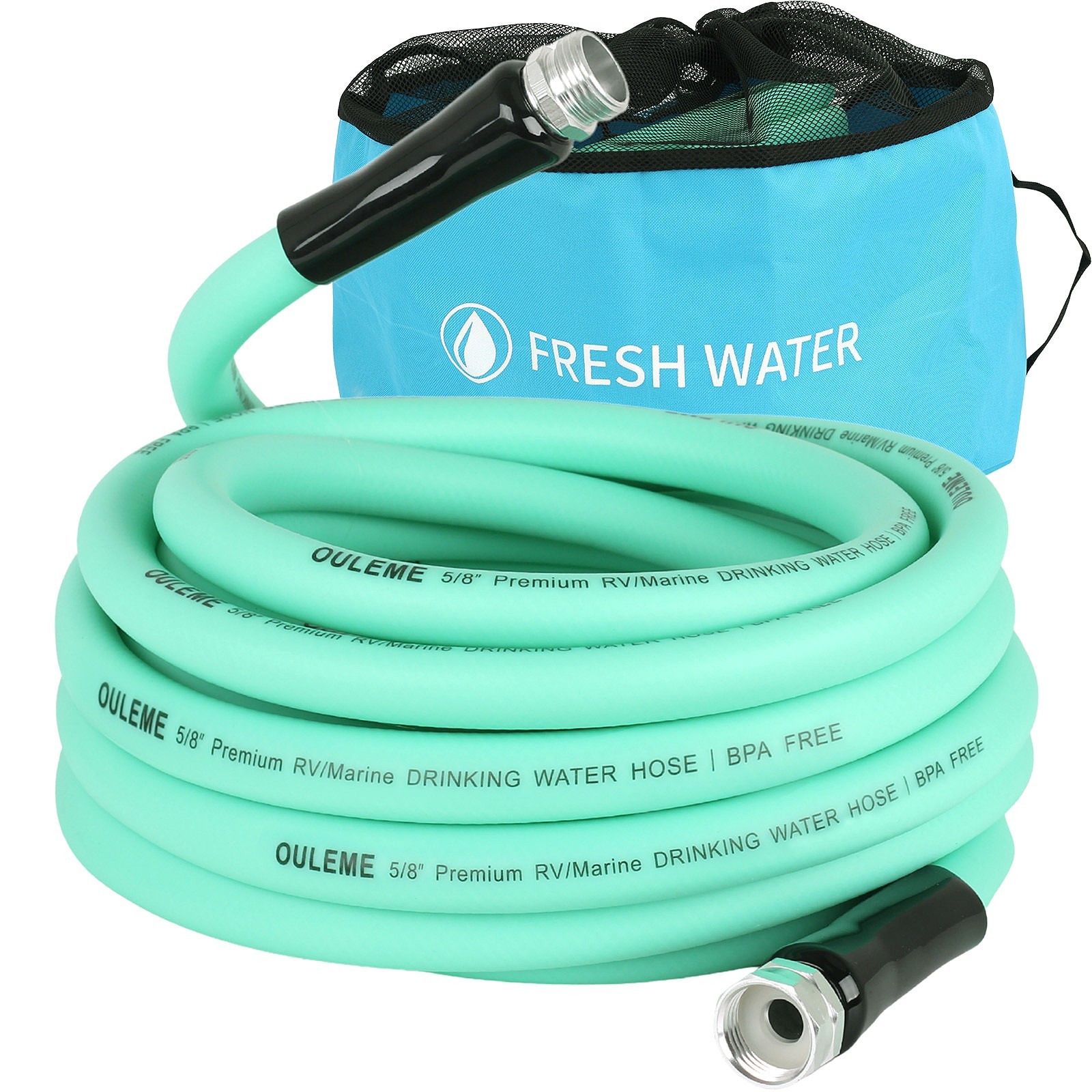 OULEME 25/35/75ft RV Drinking Water Hose, 5/8" with Aluminum Fittings gallery