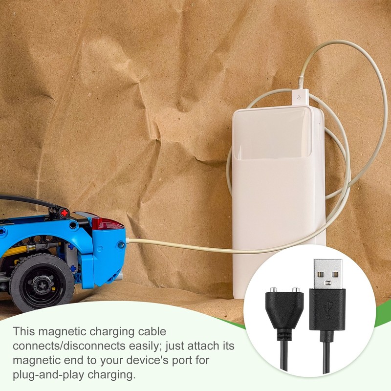 Magnetic USB Cable for DC Charging 2.6Ft 9mm/0.35" (Black/White, 2Pcs) gallery