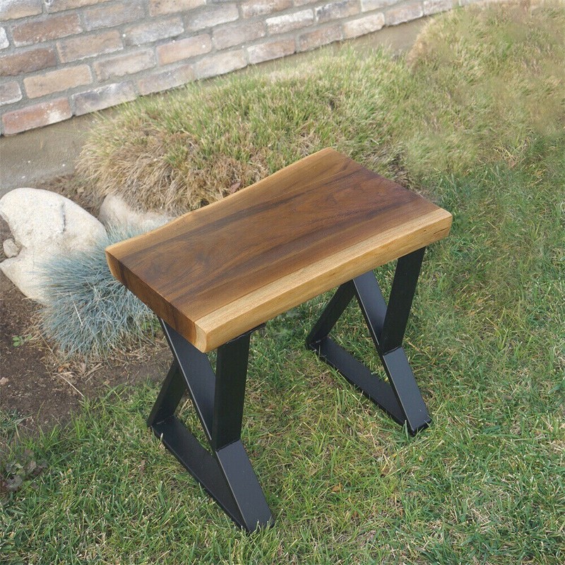 Rustic Teak Bench Table Natural Edge Solid Wood Seat Entryway Hallway Seating gallery