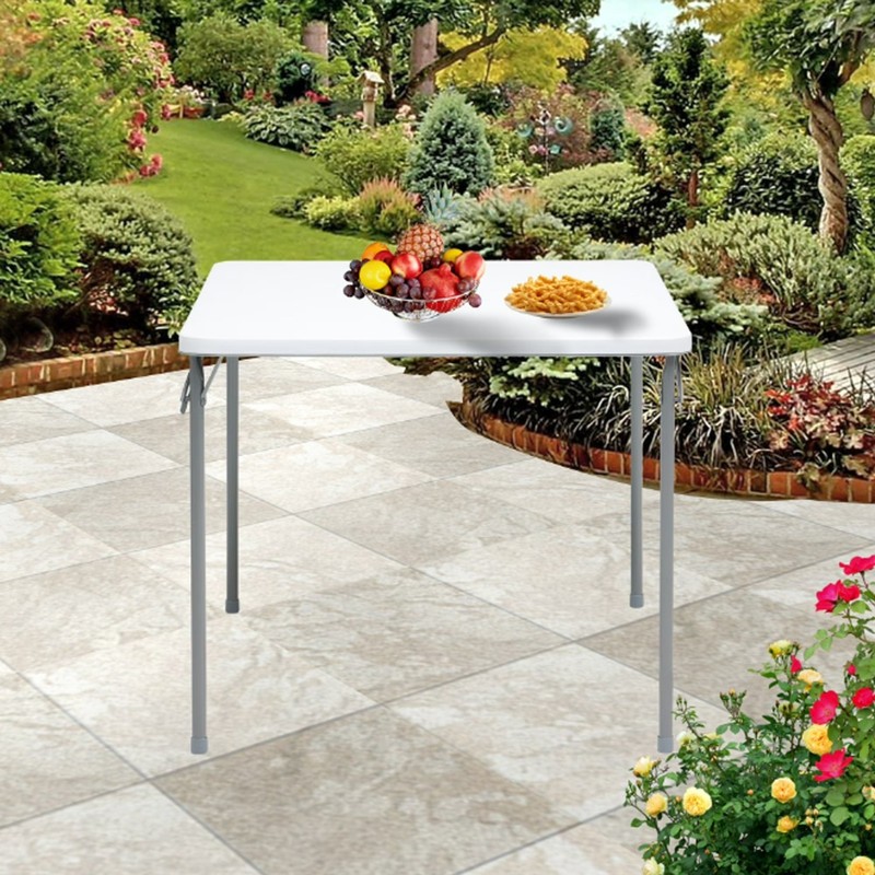 3ft Portable Plastic Folding Table Square Card Table Indoor Outdoor Dining Party gallery