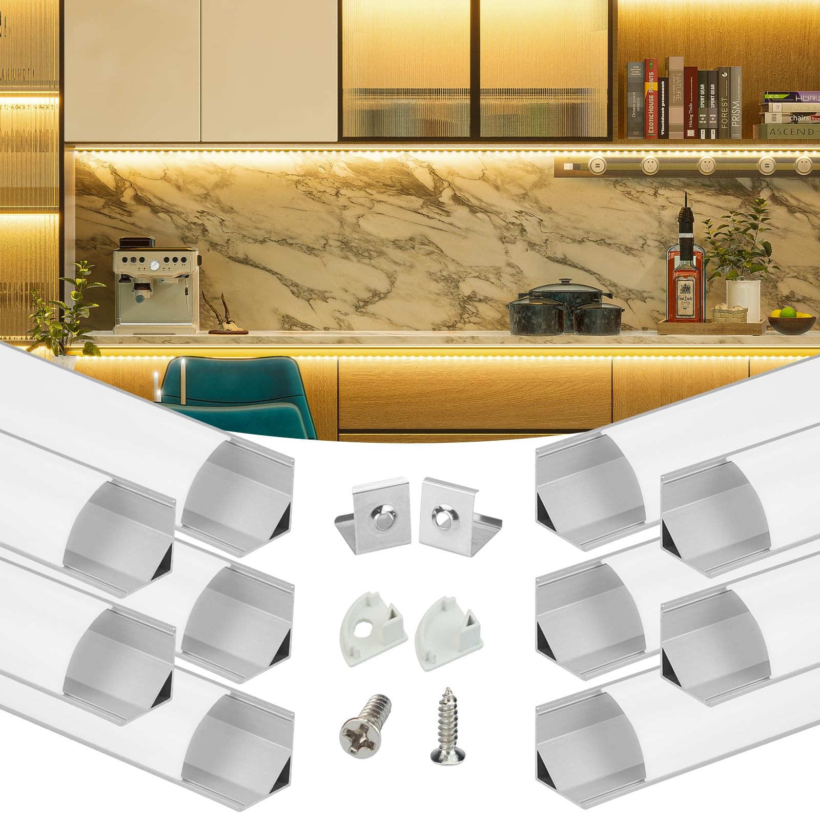 10Pack 6.6FT/2M V Shape LED Channel Silver Aluminum LED Strip Diffuser Channe... gallery