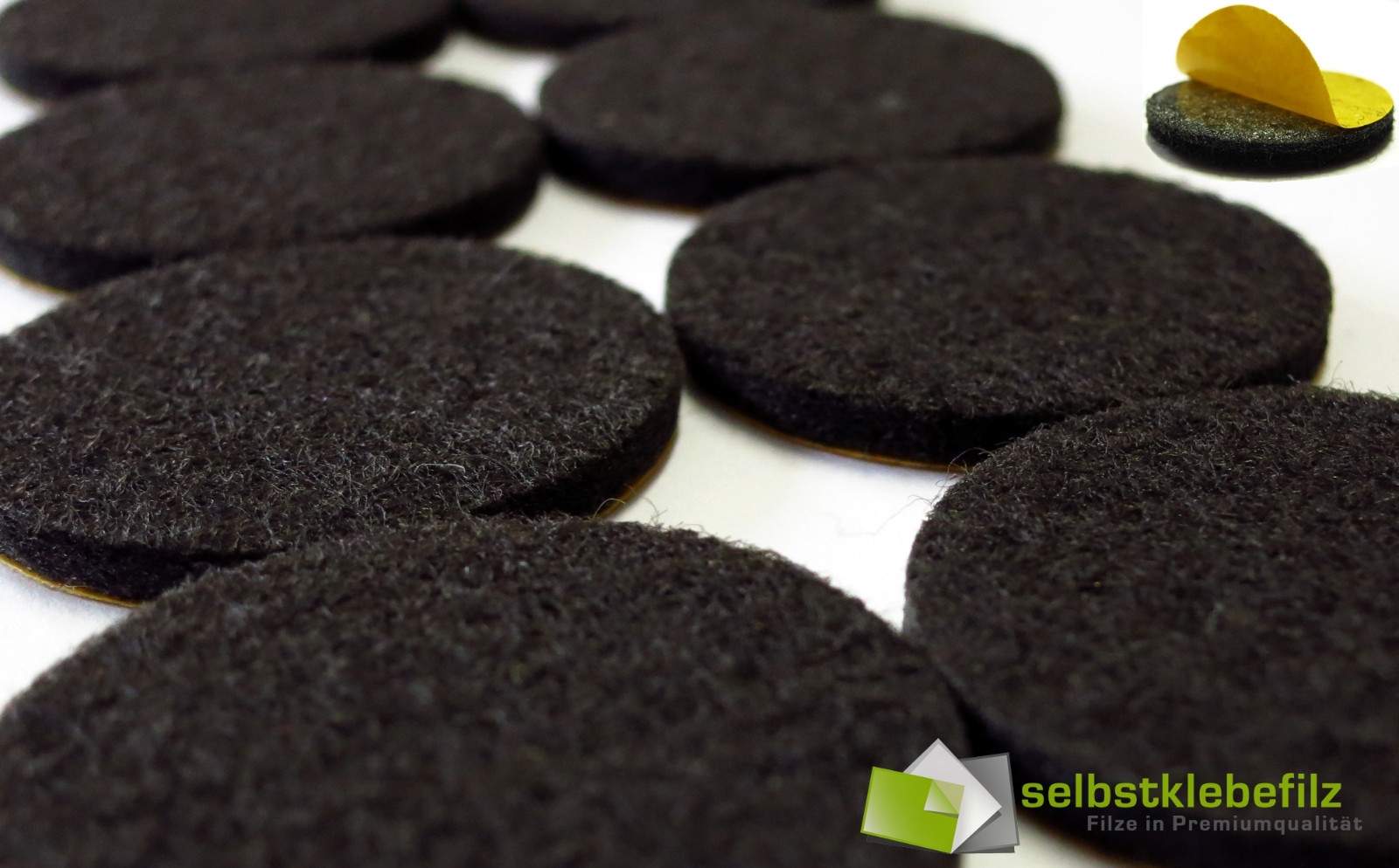 Felt glides round Ø 44 mm Brown | from 4pcs. | Strong Self Adhesive 3.5mm Thick gallery
