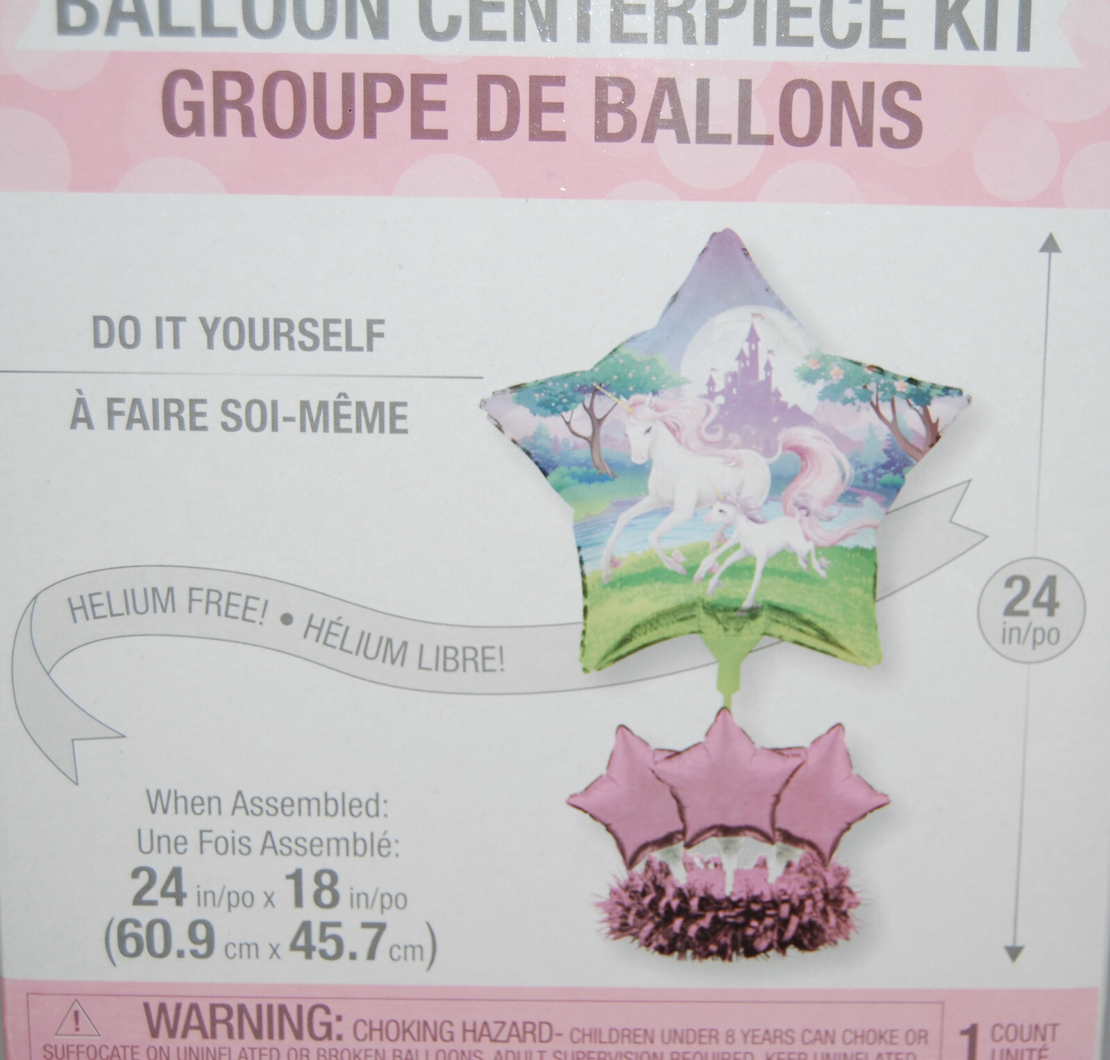 NIB Purple Unicorn Balloon Centerpiece Kit for Party Helium-Free 24in X 18in gallery