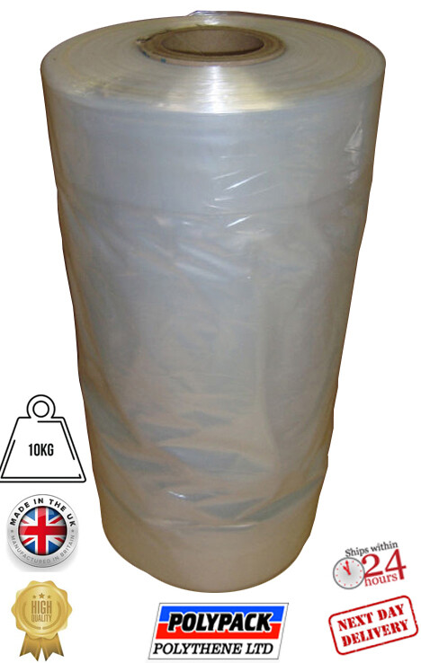POLYTHENE GARMENT COVERS ROLL, 36" DROP, 100G, 10KG, APPROX 325 BAGS, UK MADE gallery