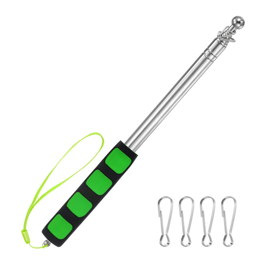 1-Pack Telescopic Handheld Flagpole, 5.2ft/1.6m Stainless Steel Pole [Green]