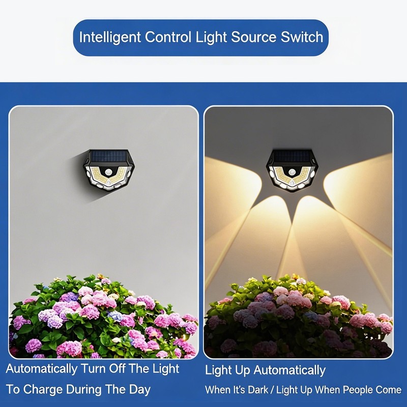 2 Pack LED Motion Sensor Solar Lights ,Outdoor IP65 Waterproof Security Lamp gallery