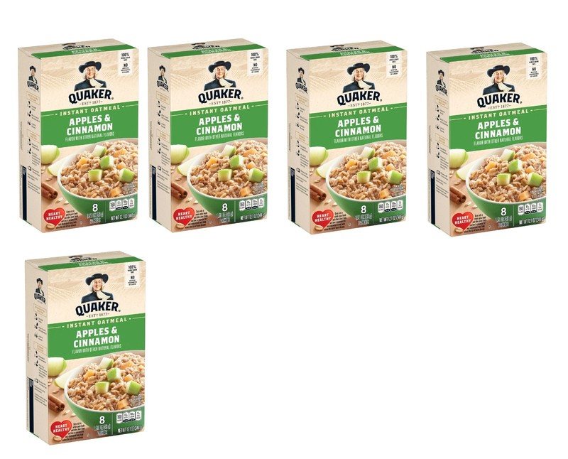 5 Boxes Quaker Instant Oatmeal Apple & Cinnamon Flavor, 8 Packets per Box 12.1oz gallery