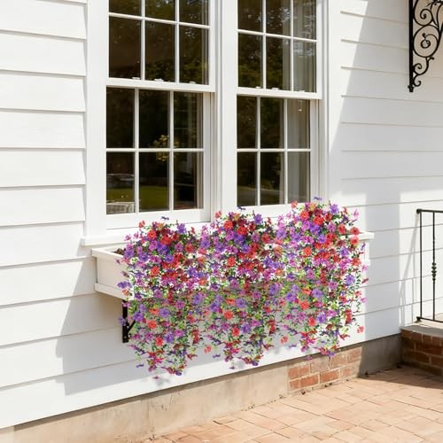 Artificial Hanging Plants Flowers for Outdoor Srpring Summer Purple Red Brown gallery