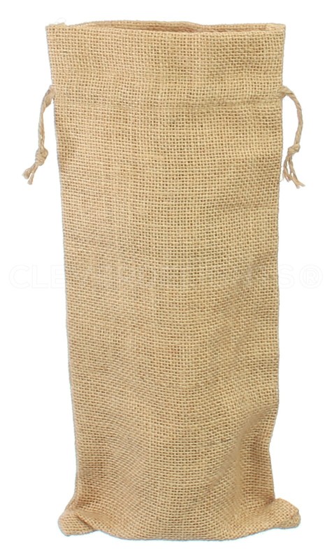 Burlap Wine Bags with Drawstring - 14" - Natural Jute Burlap - 5 10 25 100 Pack gallery