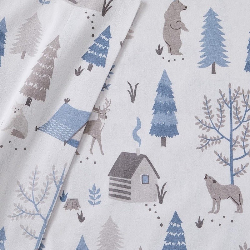 Premium Flannel King Size Fitted Sheet Set Woodland Animal Print Cozy Bedding US gallery