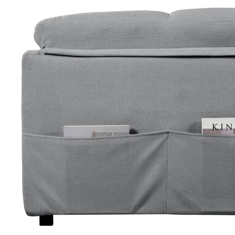 Queen Sleeper Sofa Pull-Out Convertible 3-in-1 Bed Chaise Gray Storage gallery