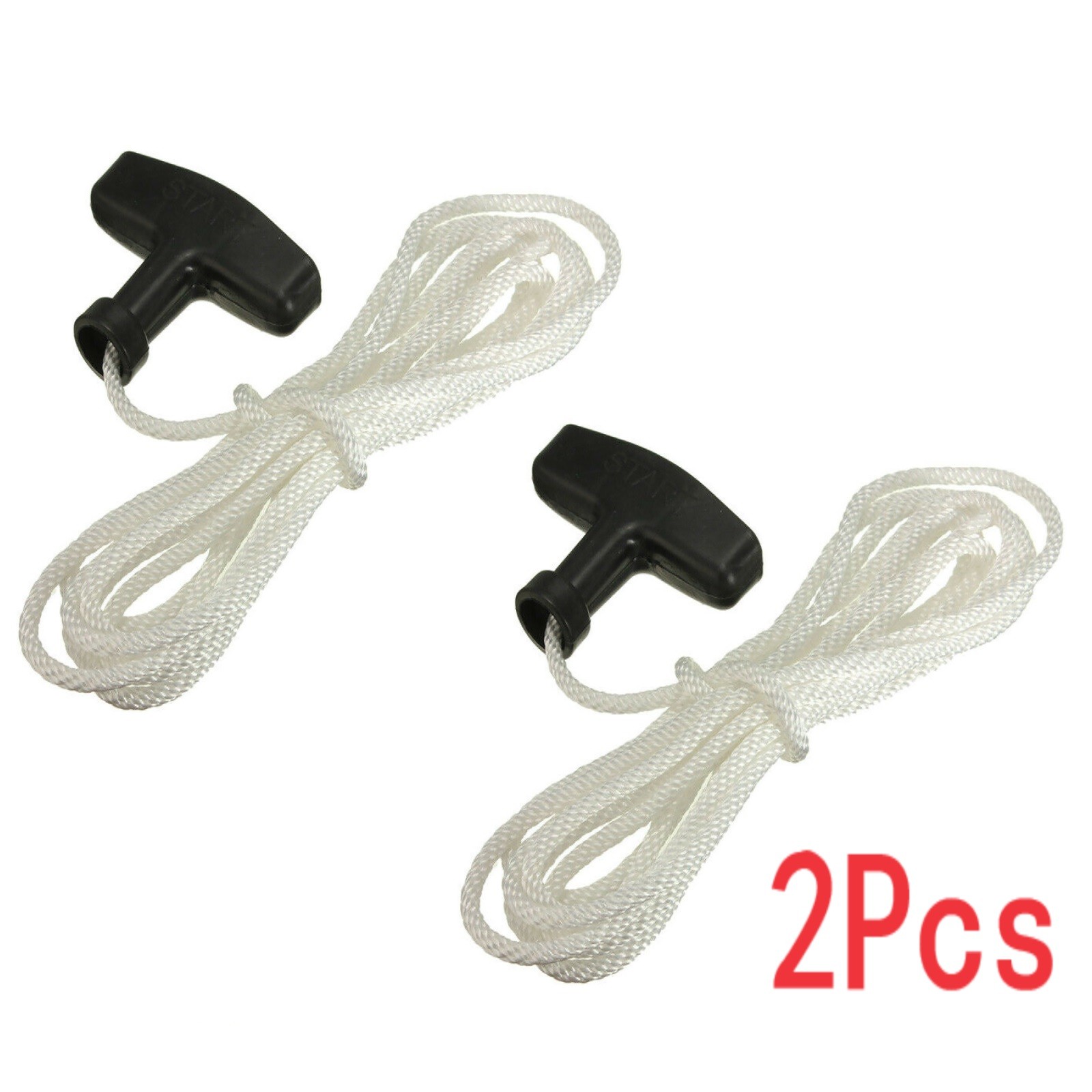2* White Starter Start Cord Line Rope With Pull Handle For Petrol Lawnmowers a gallery