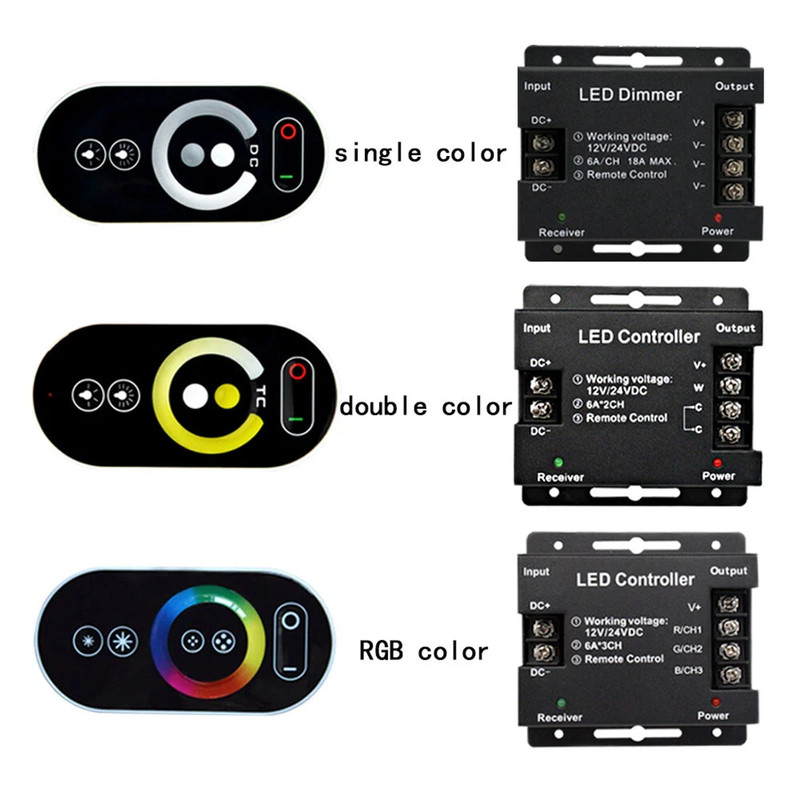 DC12-24V 18A LED Strip Light RF Touch Remote Controller Dimmer For LED 3528 5050 gallery