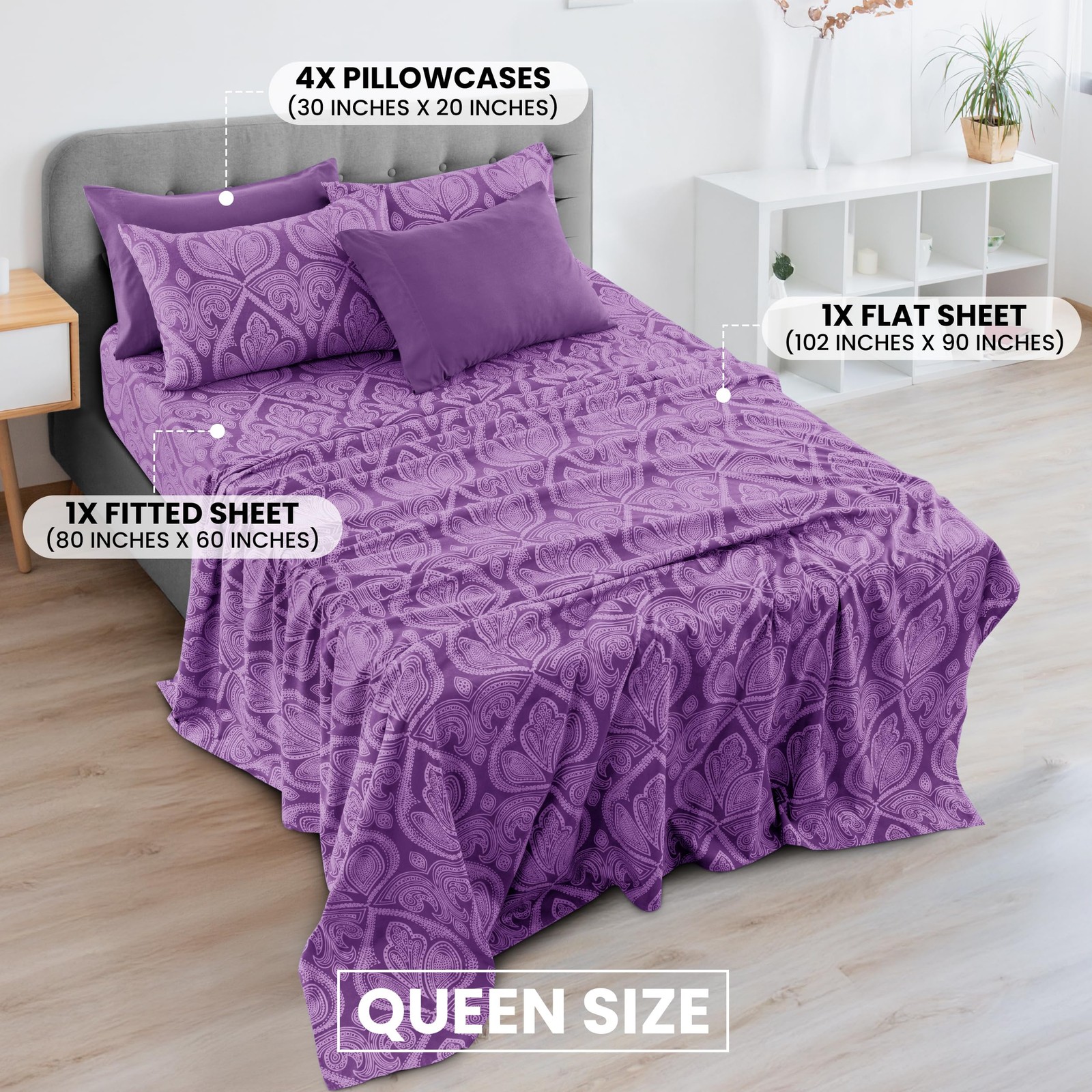 Lux Decor Collection Bed Sheets - 6 Pc Queen Size Sheets - 1800 Thread Count gallery