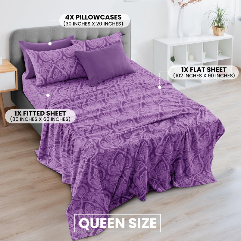 Lux Decor Collection Bed Sheets - 6 Pc Queen Size Sheets - 1800 Thread Count gallery
