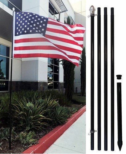 13' FT ALUMINUM FLAG POLE (BLACK) w GROUND SPIKE PREMIUM QUALITY gallery