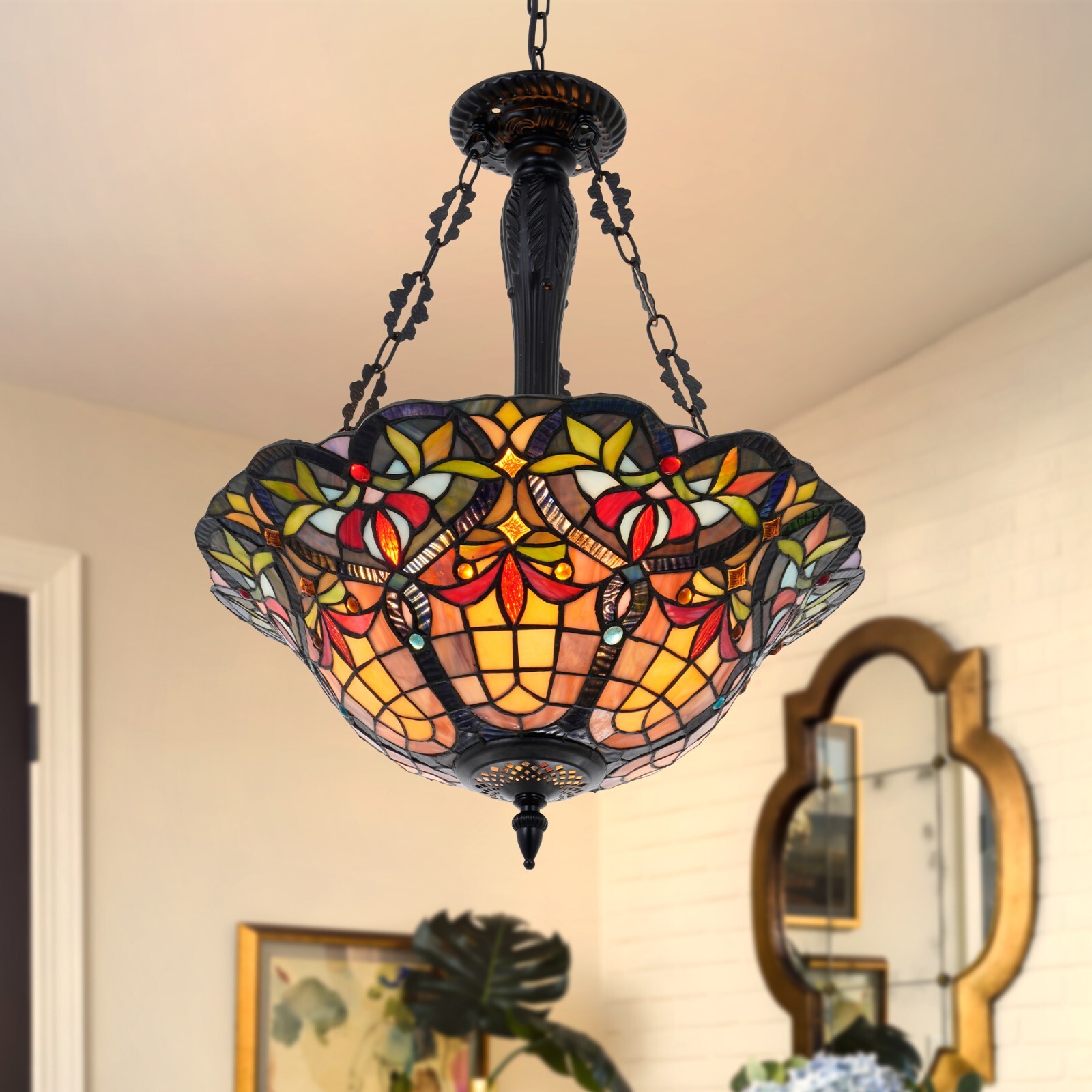 Antique Style Stained Glass Chandeliers for Dining Living Room Stairway Foyer En gallery