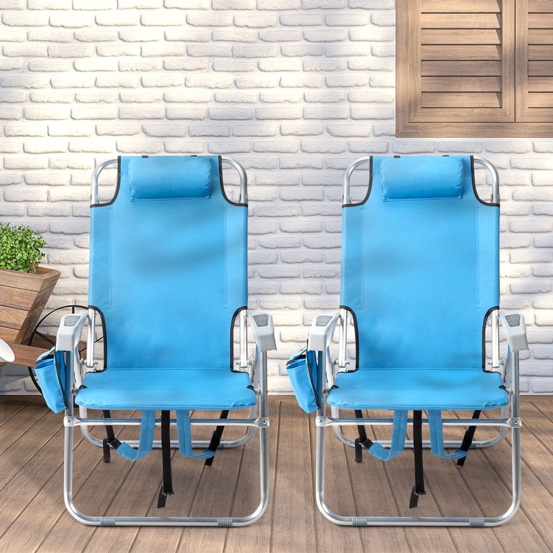 Backpack Beach Chair Adjustable high Beach Lounge Chairs with Towel Rack gallery