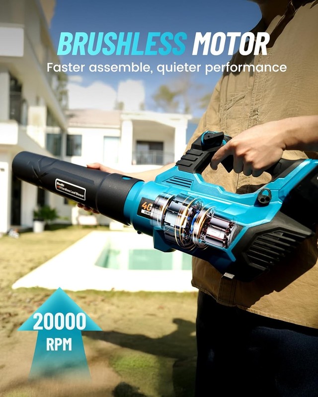 Seesii 40V Leaf Blower Cordless 680CFM/210MPH 2*5200mAh Battery Electric Blower gallery